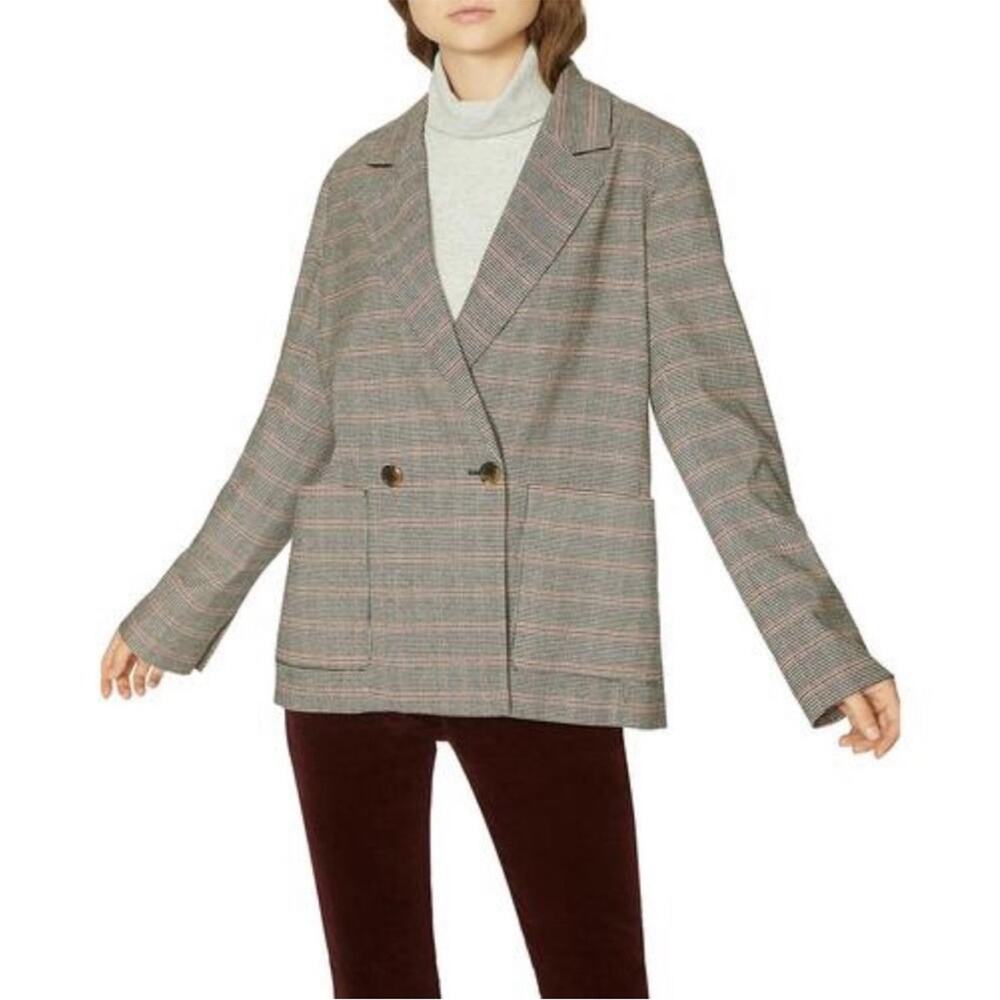 Sanctuary Oversized Heritage Boyfriend Blazer Black snd Red Glen Check Plaid L